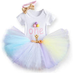 Modern Unicorn Party Girls Tutu Dress Toddler Kids Clothes Baby 1st Birthday Outfits For Girls