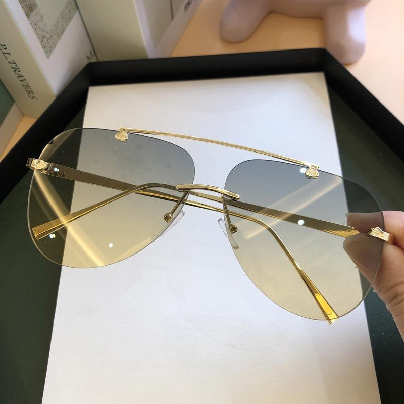 Metal Rimless Sunglasses for Men and Woman  Mirror Fashion  Trendy Pilot  Sun Glasses UV Protector Gradient Eyewear - SJB-DIAMOND ELITES