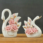 2PCS Swan Statue Pretty Creative Swan Sculpture Figurines Ceramic Crafts Art Home Decoration Accessories1 Pair Wedding Gift Lootquake LLC