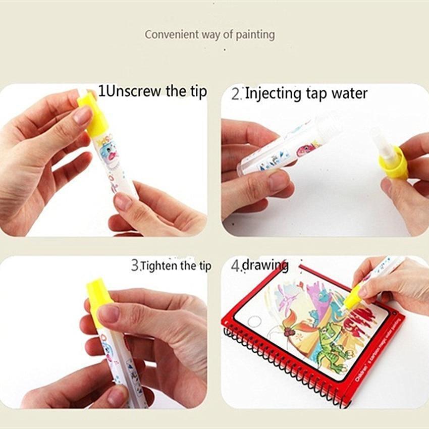 1pcs Magical Book Water Drawing Coloring Cartoons Books Doodle Pen Painting Drawing Board For Kids Toys Birthday Gift - SJB-DIAMOND ELITES