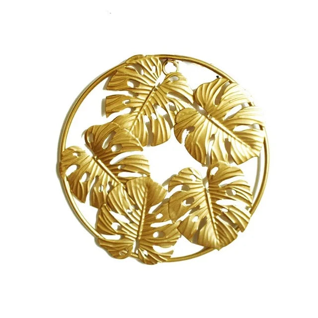Ginkgo Leaf Metal Wall Decor Pendants Wrought Iron Wall Hanging Ornament Retro Nordic Room Decor Home Decoration Accessories Pi-Mart