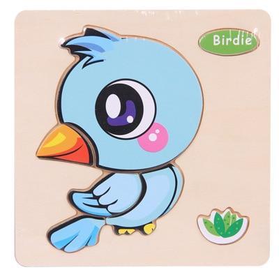 Baby Toys Wooden 3D Puzzle Cartoon Animal Intelligence Kids Educational Brain Teaser Children Tangram Shapes Learning - SJB-DIAMOND ELITES