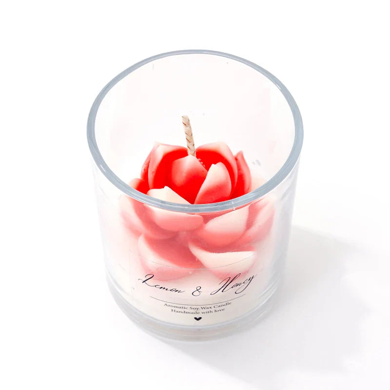 AIKUN 8 * 9cm Pink Succulent Glass Aromatherapy Scented Candle with Wooden Cover and Packaging Box in Stock Shipped From the USA Lootquake LLC