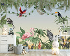 Milofi custom watercolor jungle nursery 3d wallpaper wall mural for kids nursery room 3d animal wallpaper sticker art deco