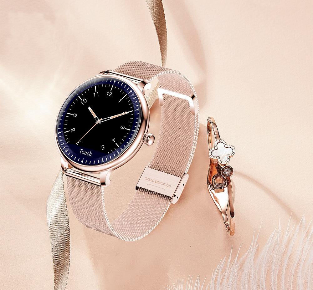 Luxury Modern Stylish Women Smart Watch With Round Screen Smartwatch For Girl Woman and Ladies With Heart Rate Monitor Compatible For Android and IOS Sistems - SJB-DIAMOND ELITES