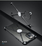 Luxury Phone Case For iPhone 12 Pro Metal Frame Shape Shockproof Cover Bumper Back Cool Case Aluminum Metal X-Frame Support Bumpers Compatible iPhone Stevvex