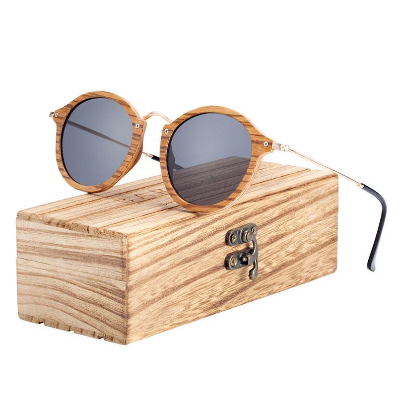New Luxury Zebra Wood Sunglasses Handmade Round Sunglasses Polarized Eyewear  For Men and Women With UV400 Protection - SJB-DIAMOND ELITES