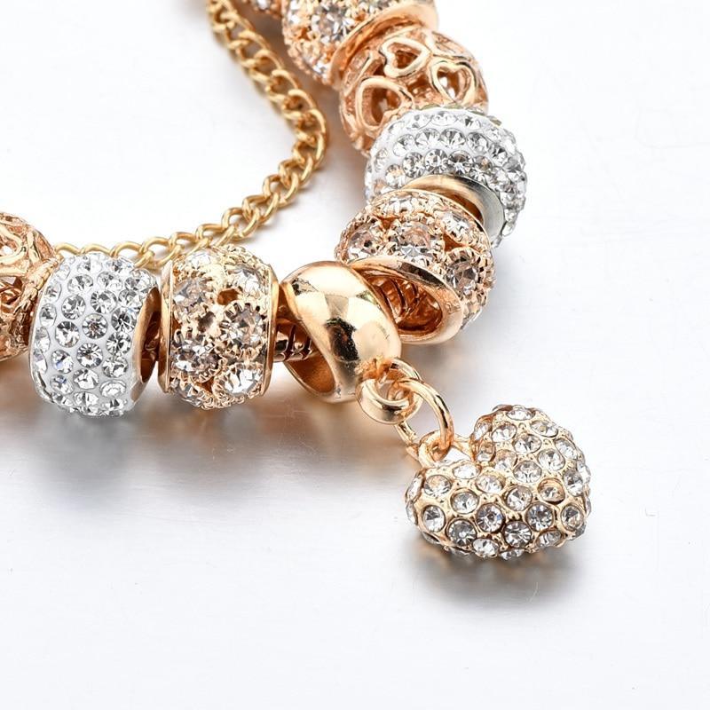 New Modern Luxury Fashion Gold Heart Amazing Bracelets And Bangles Outstanding For Women With Shiny Diamond Design - SJB-DIAMOND ELITES