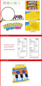 Music Piano Play Mat Multi-function with Instrument Sound Demo Songs Cloth Musical Carpet Educational Toys For Kids