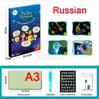 A3 A4 A5 Kids Luminous Drawing Board with Light-Fun Magic Sketchpad Draw Tablet Fluorescent Pen Russian English Light Up Toys - SJB-DIAMOND ELITES
