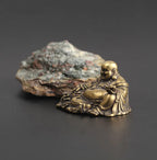 Antique Copper Maitreya Buddha Statue Small Desktop Brass Ornament Home Decor Sculptures Religions Room Desk Decoration Figurine Lootquake LLC