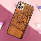 Vintage Tree Flower Bamboo Wood Case For iPhone Pro Max 12 13 min SE For iPhone 13 Shockproof Wooden Texture Protective Cover Unique & Classy Wooden Case Stevvex