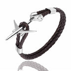 Modern Stainless Steel Airplane Anchor Luxury Bracelets For Men And Women Genuine Multi-Layer Leather Elegant Bracelet Freestyle Home Jewelry - SJB-DIAMOND ELITES