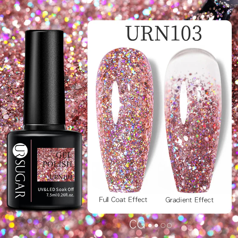 UR SUGAR 7.5ml Nude Glitter Color Gel Nail Polish Winter Warm Color Series Semi-permanent Varnish Professionals Manicure
