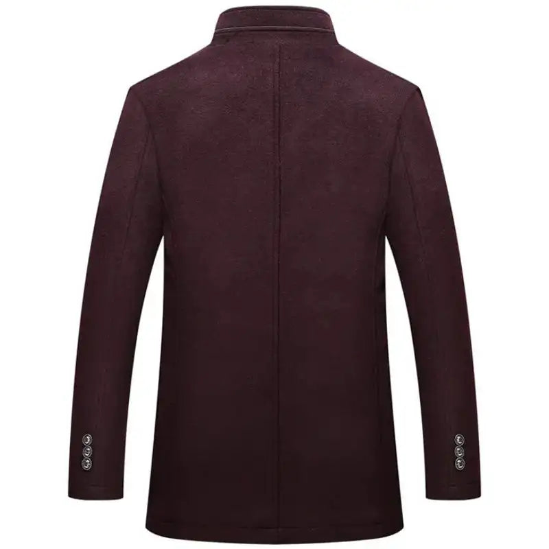 Woolen Coat Men Winter Windbreaker Long Thick Wool Jackets abrigo hombre Man Stand Collar Single Breasted With Vest Woolen Coats