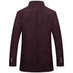Woolen Coat Men Winter Windbreaker Long Thick Wool Jackets abrigo hombre Man Stand Collar Single Breasted With Vest Woolen Coats