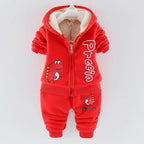 Modern Fashion Cotton Thick Warm Casual Hooded Sweater Cartoon Cute Bear Three-piece Suit For Baby Boy & Girl