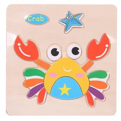 Baby Toys Wooden 3D Puzzle Cartoon Animal Intelligence Kids Educational Brain Teaser Children Tangram Shapes Learning - SJB-DIAMOND ELITES