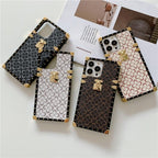 Genuine Leather Case for iPhone 13 Pro Classic Pattern Real Leather Full Coverage High-end Luxury Glossy Leather Couple Soft Case For iPhone 14 11 12 13 Pro Max 7 8 Plus 2 iPhone Cover Stevvex