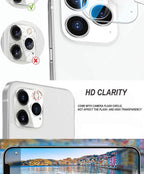 4Pcs Camera Lens Glass Protector on For iPhone 11 12 13 14 Pro Max Tempered Glass For iPhone 14 Plus 12 13 Mini Camera Protector Ultra Thin Transparent Camera Lens Cover Stevvex