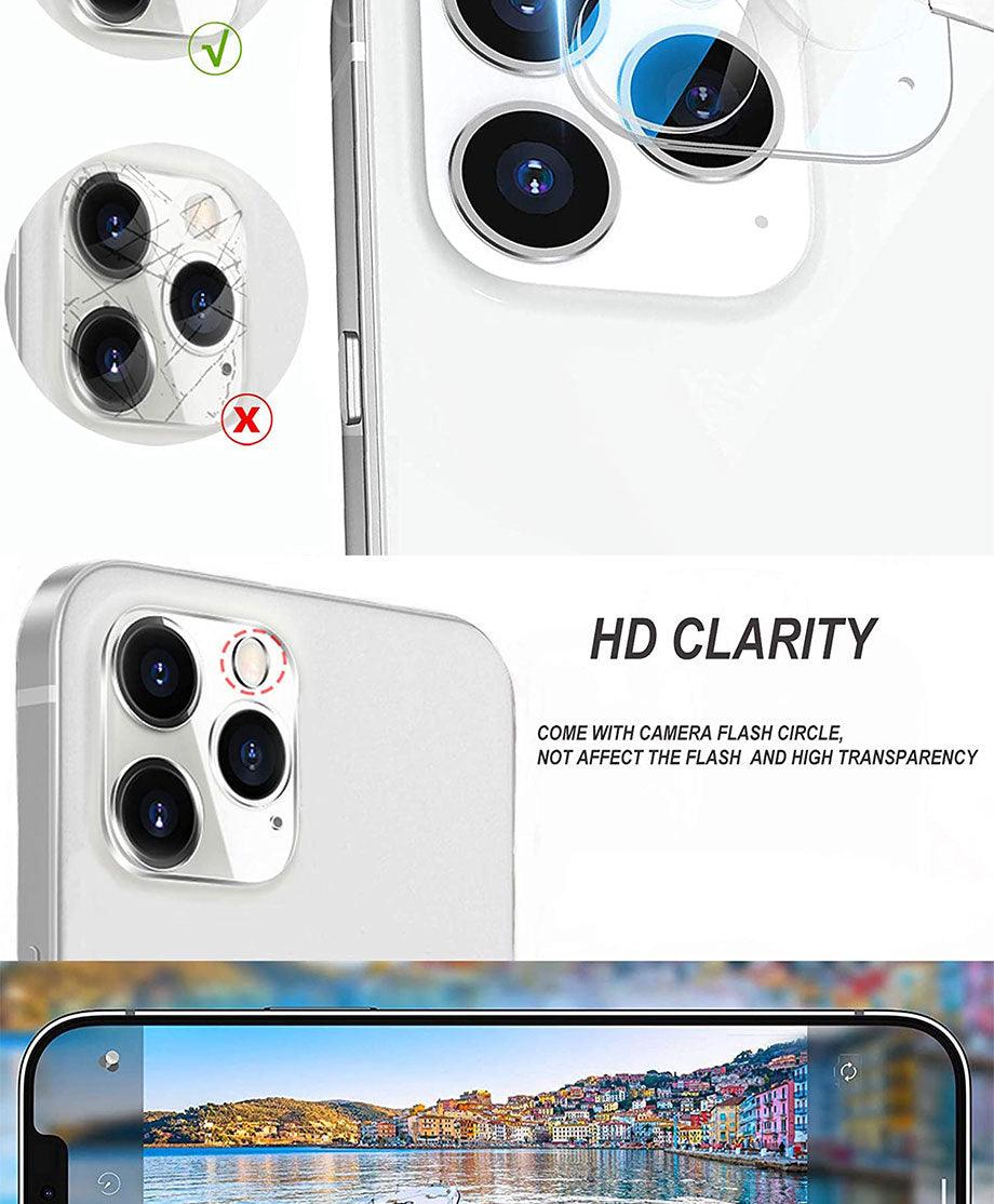 4Pcs Camera Lens Glass Protector on For iPhone 11 12 13 14 Pro Max Tempered Glass For iPhone 14 Plus 12 13 Mini Camera Protector Ultra Thin Transparent Camera Lens Cover Stevvex