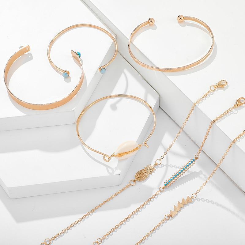 Bohemian Gold Tassel Bracelets For Women Summer Shell Clear Crystal Stone Luxury Jewelry - SJB-DIAMOND ELITES