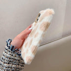 Fashion Plush Leopard Phone Case For Iphone 11 Pro Max Xs Max X Xr Cases Furry Fluffy Warm Cover For Iphone 6 6s 7 8 Plus Case Women Fashion Faux Fur Case For Iphone
