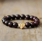 Garnet Heart Bracelet – 10mm Natural Stones | Bohemian Luxury