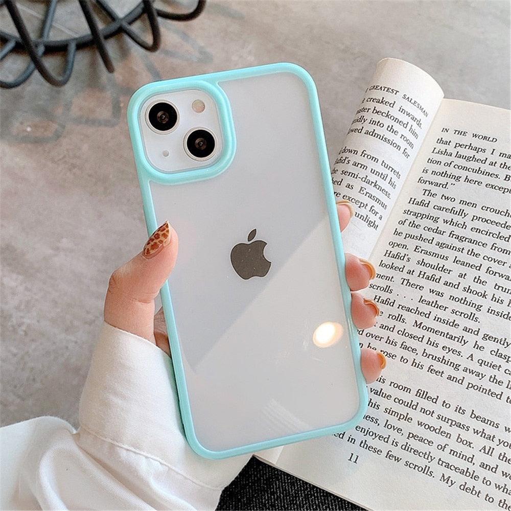Unisex Cute Shockproof Silicone Bumper Phone Case For iPhone 14 11 12 13 Pro Max Colorful Transparent Protection Back Cover Silicone Protective Cover For iPhone Stevvex