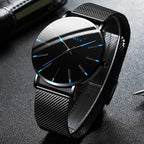 Minimalist Men's Fashion Ultra Thin Watch Simple Men Business Stainless Steel Mesh Belt Quartz Watch Relogio Masculino - SJB-DIAMOND ELITES
