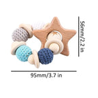 Wooden Teether Hedgehog Crochet Beads Wood Crafts Ring Engraved Bead Baby Teether Wooden Toys For Kids Rattle