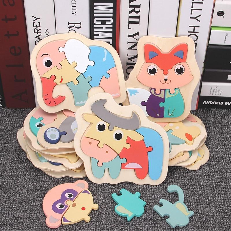 Wooden Children Colorful Animal Stevvex Puzzle for Toddler Creative Puzzle Early Educational Toys for Boys and Girls 2-4 - SJB-DIAMOND ELITES