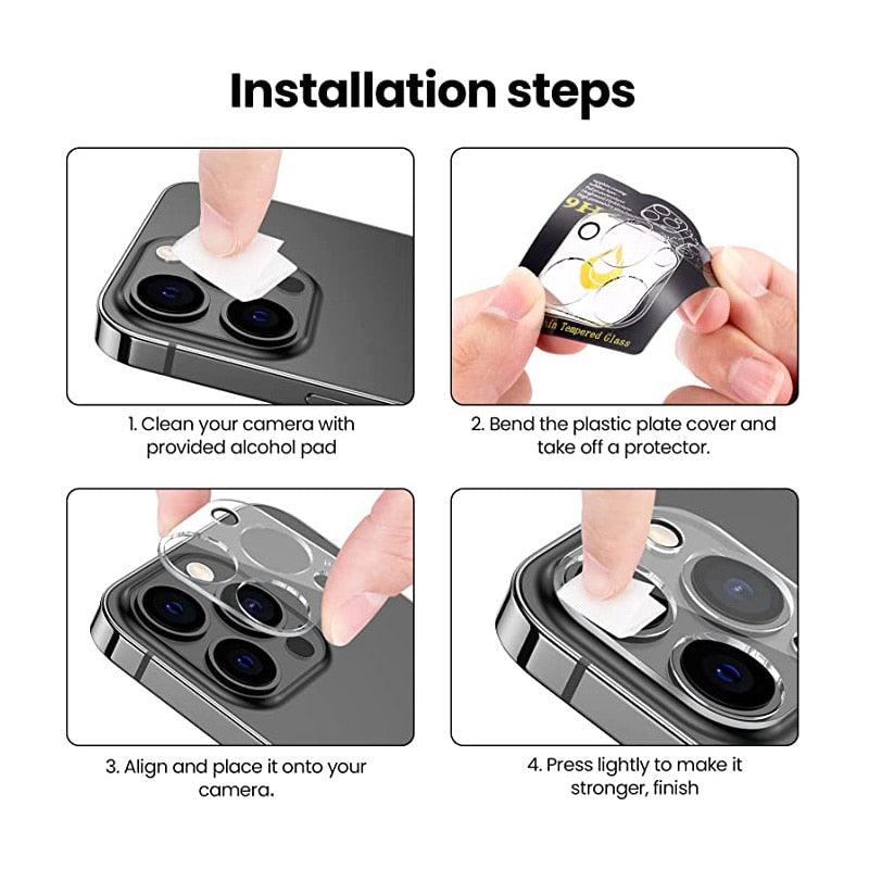 3PCS Camera Lens Protection For iPhone 12 13 14 Pro Max Lens Screen Protector 3D Full Tempered Glass For 11 ProXS MAX Camera Tempered Glass Camera Lens Protector Guard for iPhone Stevvex