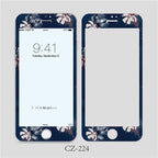 3D Curved Edge Tempered Glass for iPhone 6 6s 7 8 Plus Fashion Flowers Pattern Screen Protector Protective Film Tempered Glass Screen Protector Designed for iPhone Stevvex