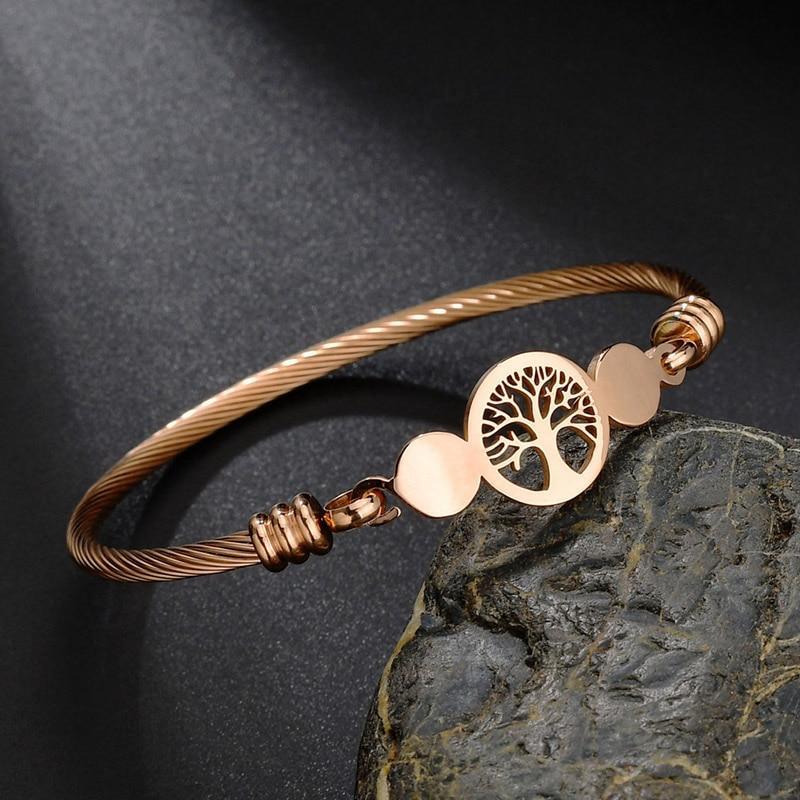 New Modern Luxury Charm Elegant Hollow Tree Of Life Bracelets Amazing Stainless Steel Gold Cuff Bangles For Women - SJB-DIAMOND ELITES