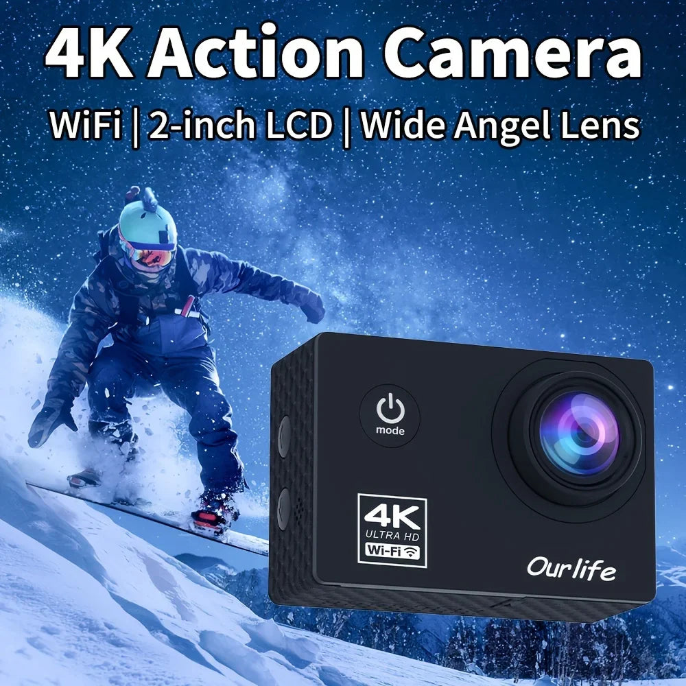 Real Ultra HD 4K 30fps 720P 120fps Wifi Wireless 16mp Time Lapse Action Camera Underwater for Extreme Sports Lootquake LLC