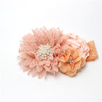 Luxury Modern Handmade Flower Headband Newborn Infant Pearl Flowers With Lace wide Headbands Bebes Hair Accessories Bow