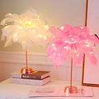 STEVVEX Feather Table Lamp USB Rechargeable Tree Shape LED Lights Decorative Flashing Lamp Night Light Lamps For Bedroom - SJB-DIAMOND ELITES
