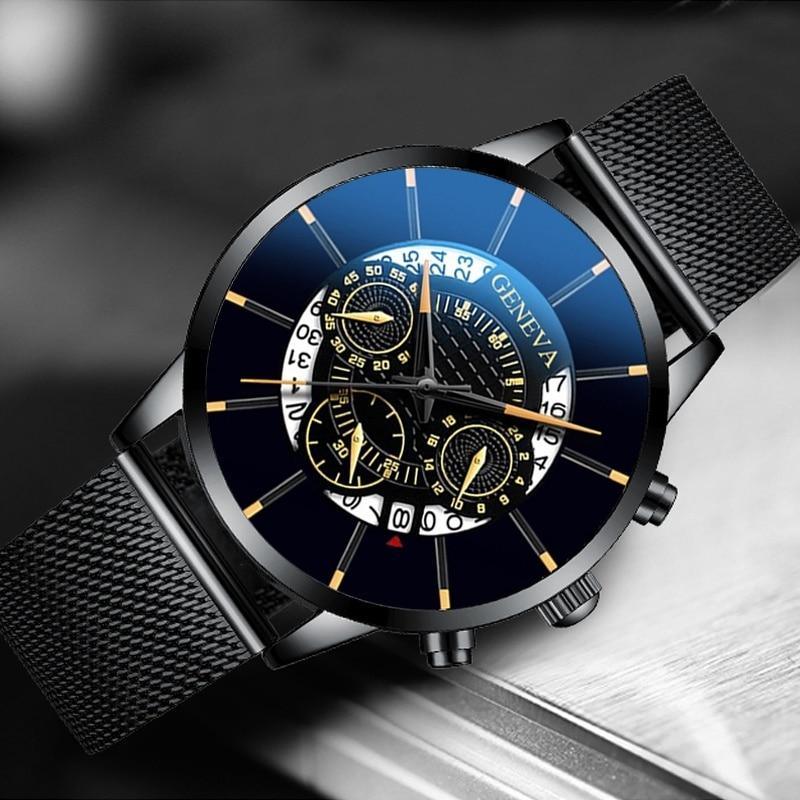 Men's Watch Stainless Steel Calendar Quartz Wristwatch Men Sports Watch Clock Geneva Clock hours For Mens and Boys - SJB-DIAMOND ELITES