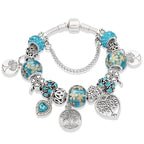 Elegant Modern Amazing Fashion New Luxury Silver Tree of Life Fashion Bracelet Green Leaf Crystal Charm Bracelet - SJB-DIAMOND ELITES