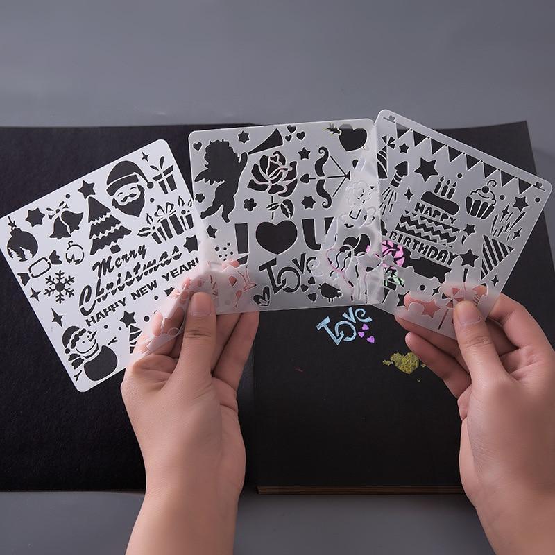 5Pcs/Set Children's Ruler Cutout Painting Template Hand Account Album Theme Lace Ruler Drawing Board Stencil Decoration Tools For Kids Drawing Education Toy - SJB-DIAMOND ELITES