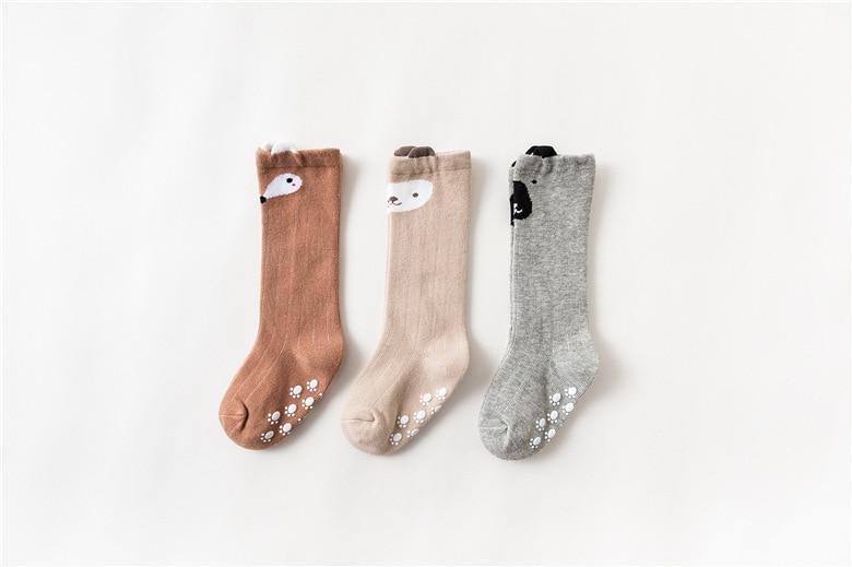 White Baby Sock Non Slip Cotton Long Socks Newborn Knee High Socks For Baby Girls Super Elastic Cute Design Stevvex