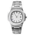 BARAMON Wrist Watches for Men Nautilus Stainless Steel Quartz Movement Date Luxury Style Mens Luminous Hands Casual Business Watches