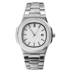 BARAMON Wrist Watches for Men Nautilus Stainless Steel Quartz Movement Date Luxury Style Mens Luminous Hands Casual Business Watches