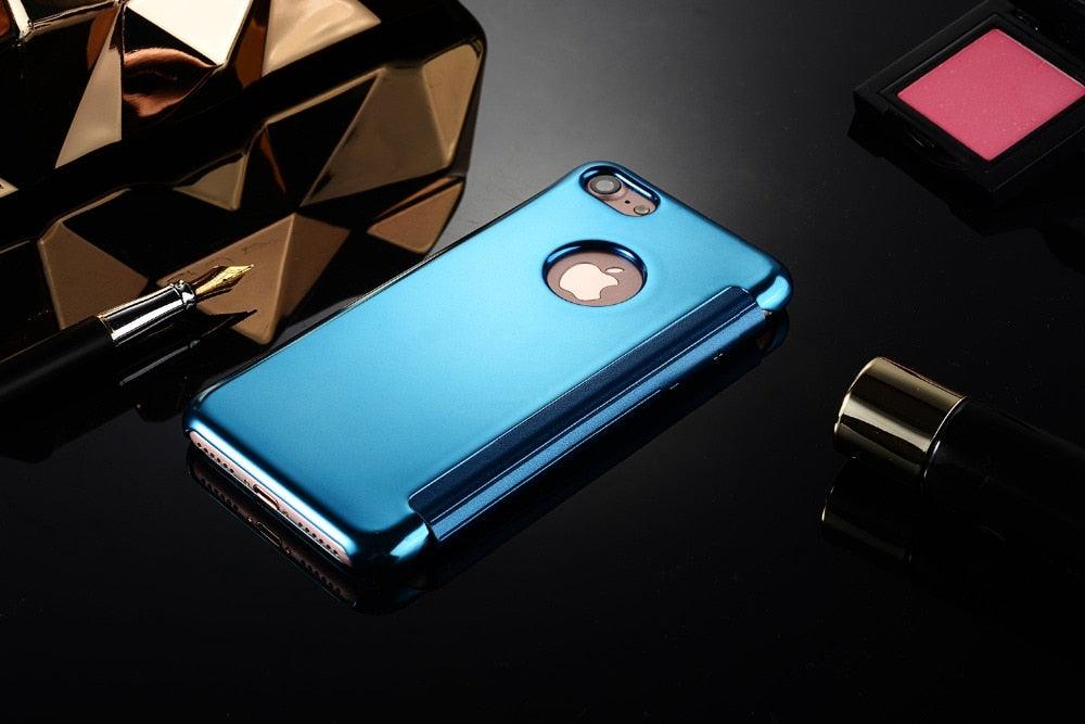 Luxury iphone Flip Case iphone 11 12 13 14 Cover Clear View Windows Mirror Magnetized Simple Closure Unique Flip Phone Stylish Case For iPhone Stevvex
