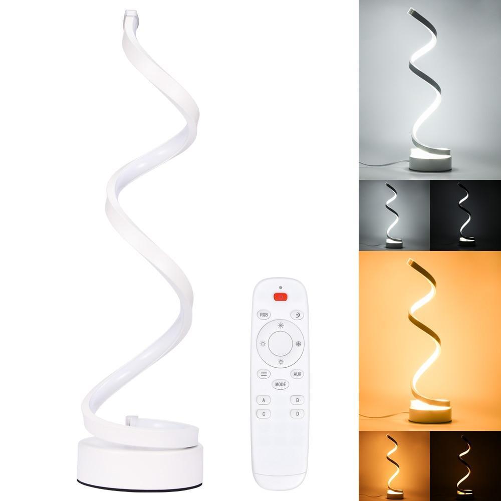 LED Spiral Table Lamp Modern Curved Desk Bedside Lamp Dim able Warm White Light For Living Room And Bedroom - SJB-DIAMOND ELITES