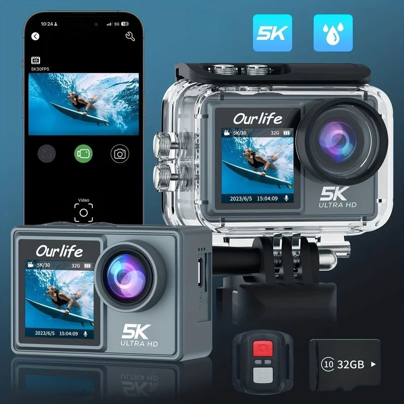 50MP photo mini wifi sport cam anti shaking 2.0 inch dual screen 5K ultra hd 1080P 120fps remote controller action camera Lootquake LLC
