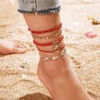 Luxury Leg Brecelet Gold Color Tassel Beads Anklet Bracelet for Leg for Women Set - SJB-DIAMOND ELITES