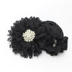 Luxury Modern Handmade Flower Headband Newborn Infant Pearl Flowers With Lace wide Headbands Bebes Hair Accessories Bow
