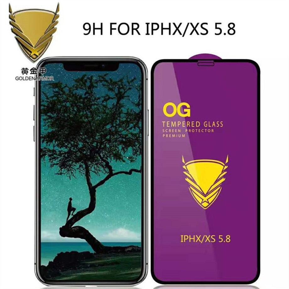 3PCS Tempered Glass OG Screen Protector for iPhone 14 13 12 11 Pro XS Max X XR Full Glue Cover Big Curved 7 8 Full Coverage Screen Protector iPhone Glass Screen Protector Stevvex